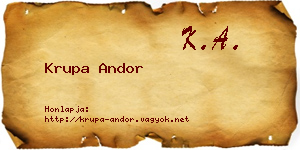 Krupa Andor névjegykártya