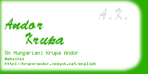 andor krupa business card